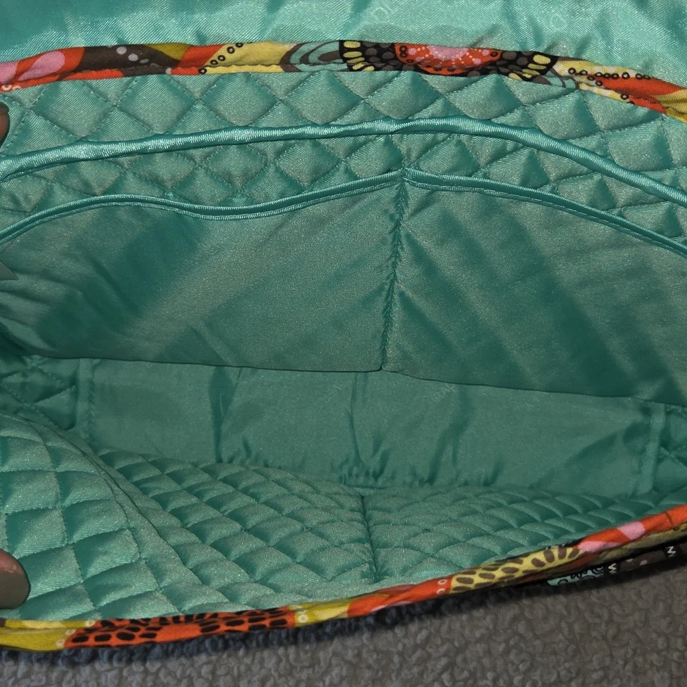 Vera Bradley Quilted Cushioned Floral Laptop Crossbody Bag In Flower Shower